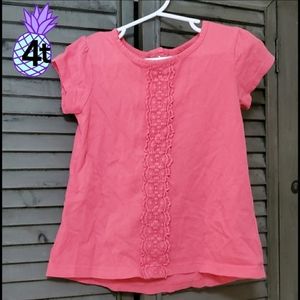 Carter's Coral Crocheted Stripe Blouse